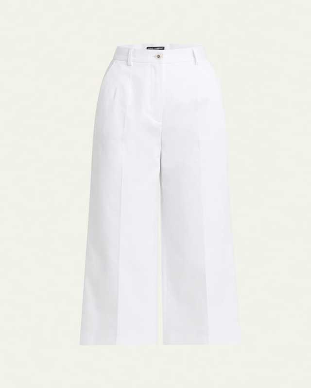 High-Rise Cotton Gabardine Wide-Leg Crop Pants